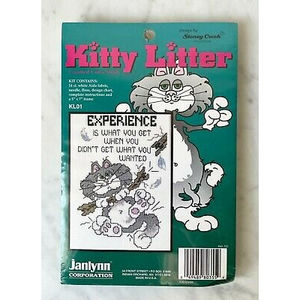 Janlynn Kitty Litter Counted Cross Stitch Kit Experience w/Black 5 x 7 Frame NEW